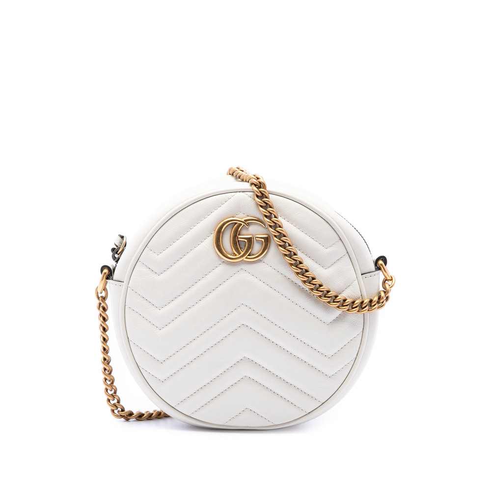 Pre-Loved Gucci Mini GG Marmont Matelasse Calfskin Round Crossbody